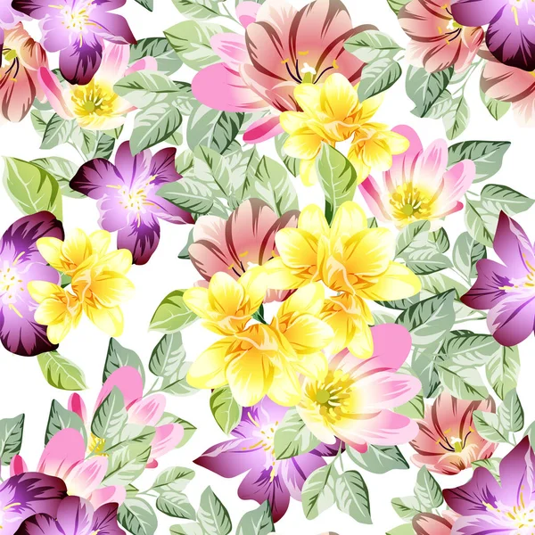 Hermosas Flores Pastel Exuberante Sobre Fondo Blanco — Vector de stock