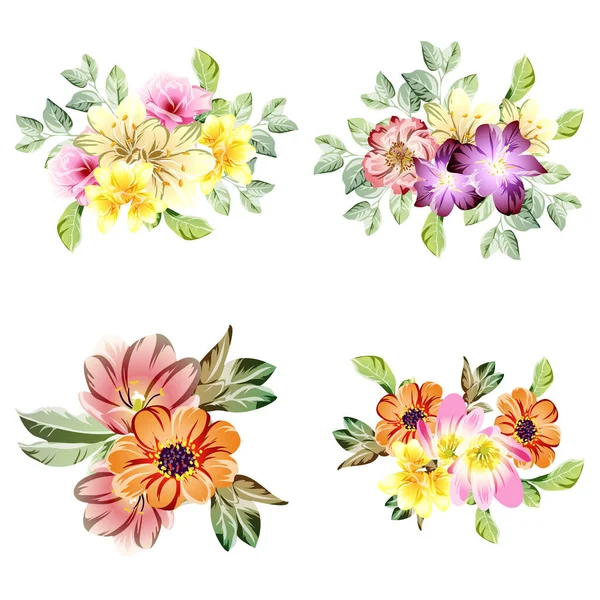 Beyaz Arka Planda Güzel Yemyeşil Pastel Çiçekler — Stok Vektör