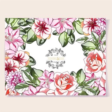 Romantik düğün davetiyesi. Düğün, evlilik, gelin, doğum günü, Sevgililer Günü.