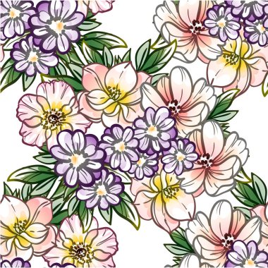 Çiçekli soyut, pürüzsüz vektör deseni