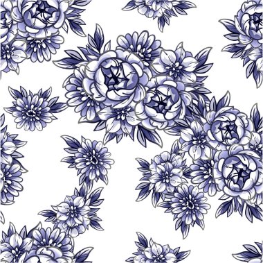 Çiçekli soyut, pürüzsüz vektör deseni
