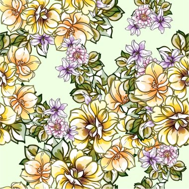 Çiçekli soyut, pürüzsüz vektör deseni