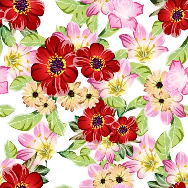 Çiçekli soyut, pürüzsüz vektör deseni