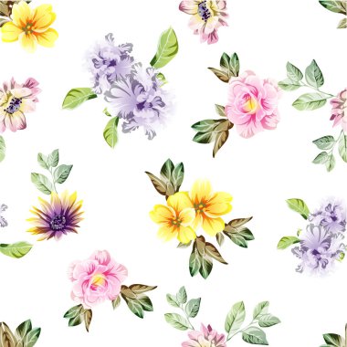 Çiçekli soyut, pürüzsüz vektör deseni
