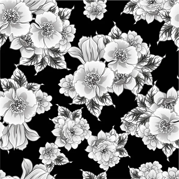 Modèle Vectoriel Sans Couture Abstrait Avec Des Fleurs — Image vectorielle