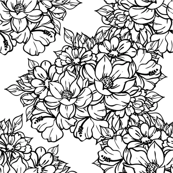 花とのシームレスなベクトルパターン — ストックベクタ