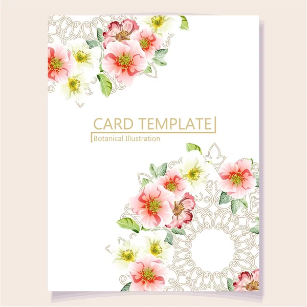 Einladungskarte Vorlage Mit Schönen Üppigen Pastellblumen — Stockvektor