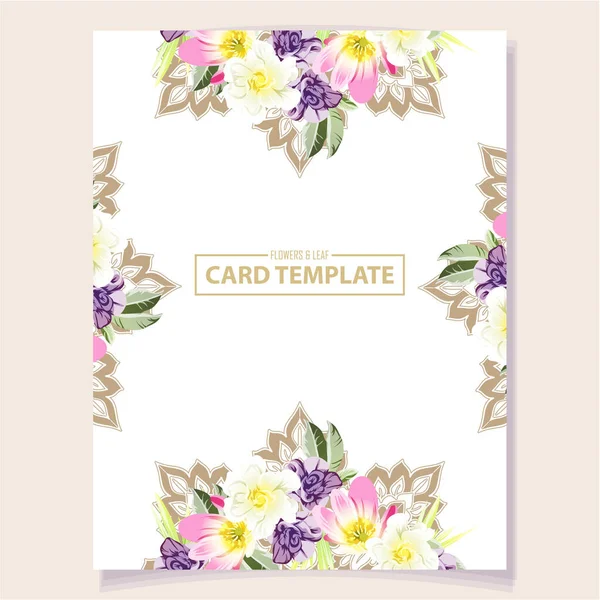 Modelo Cartão Convite Com Belas Flores Exuberantes Pastel —  Vetores de Stock