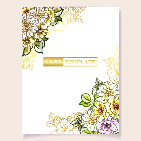 Invitation Card Template Beautiful Lush Pastel Flowers — Stock Vector