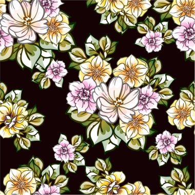 Çiçekli soyut, pürüzsüz vektör deseni
