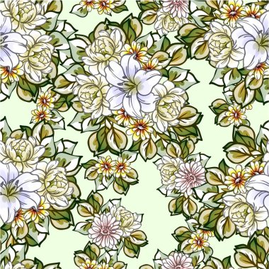 Çiçekli soyut, pürüzsüz vektör deseni
