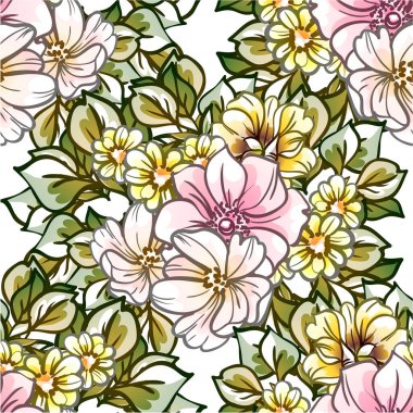 Çiçekli soyut, pürüzsüz vektör deseni