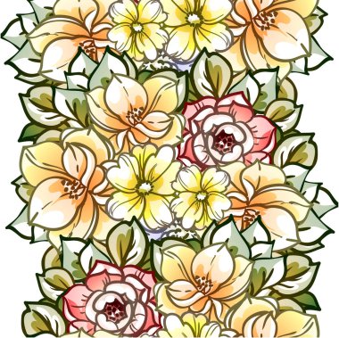 Çiçekli soyut, pürüzsüz vektör deseni