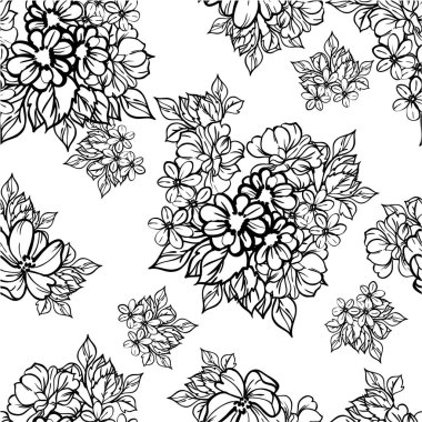 Çiçekli soyut, pürüzsüz vektör deseni