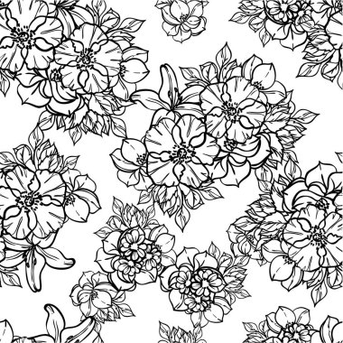 Çiçekli soyut, pürüzsüz vektör deseni