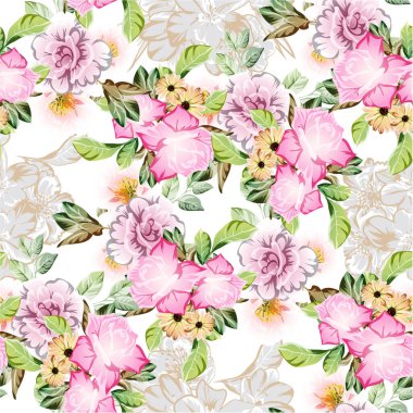 Çiçekli soyut, pürüzsüz vektör deseni