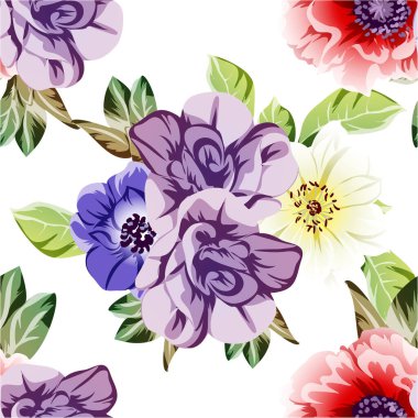 Çiçekli soyut, pürüzsüz vektör deseni