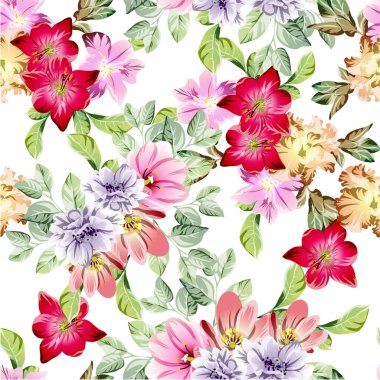 Çiçekli soyut, pürüzsüz vektör deseni