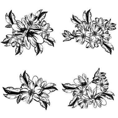 Güzel, yemyeşil pastel çiçekler ve mandala tarzı süsler. 