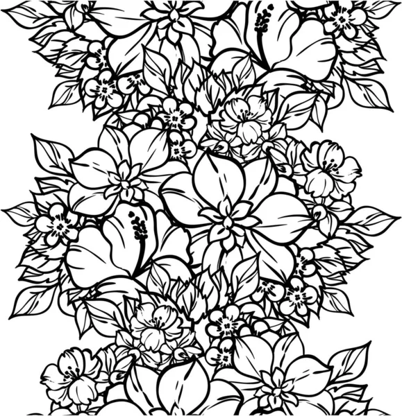 花とのシームレスなベクトルパターン — ストックベクタ