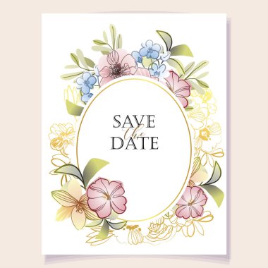 Romantik düğün davetiyesi. Düğün, evlilik, gelin, doğum günü, Sevgililer Günü.