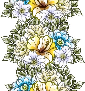 Çiçekli soyut, pürüzsüz vektör deseni