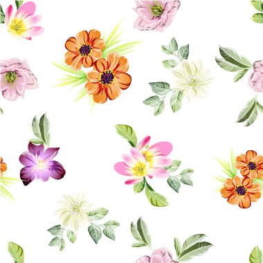 Çiçekli soyut, pürüzsüz vektör deseni