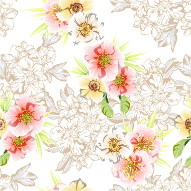 Çiçekli soyut, pürüzsüz vektör deseni