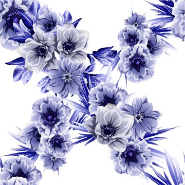 Çiçekli soyut, pürüzsüz vektör deseni