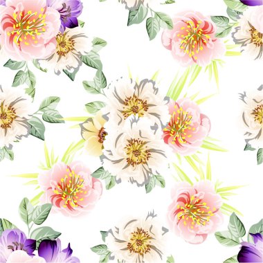 Çiçekli soyut, pürüzsüz vektör deseni