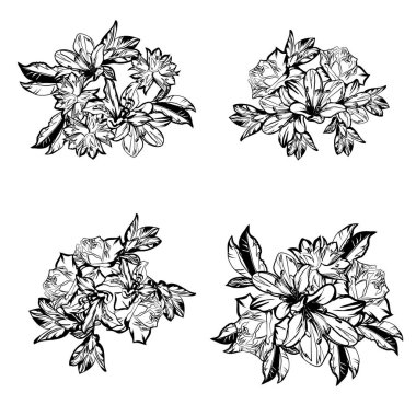 Çiçekli siyah ve beyaz soyut, pürüzsüz vektör deseni