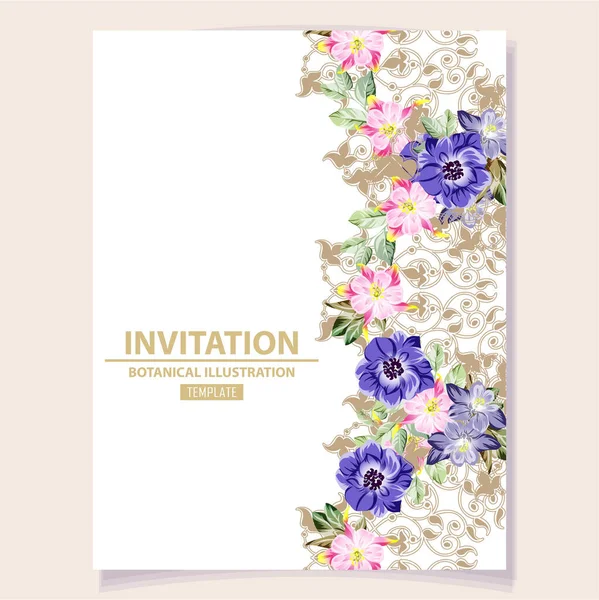 Carte Invitation Mariage Romantique Mariage Mariage Noces Anniversaire Saint Valentin — Image vectorielle