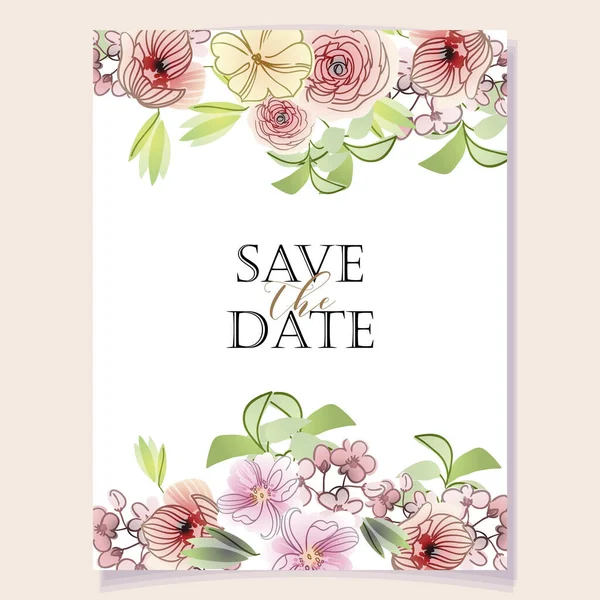 Carte Invitation Mariage Romantique Mariage Mariage Noces Anniversaire Saint Valentin — Image vectorielle