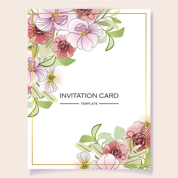 Carte Invitation Mariage Romantique Mariage Mariage Noces Anniversaire Saint Valentin — Image vectorielle