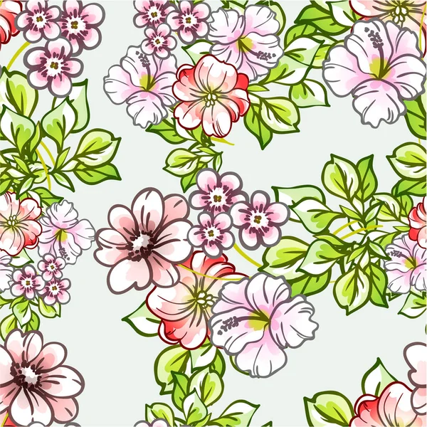 Patrón Vectorial Sin Costura Abstracto Con Flores — Archivo Imágenes Vectoriales