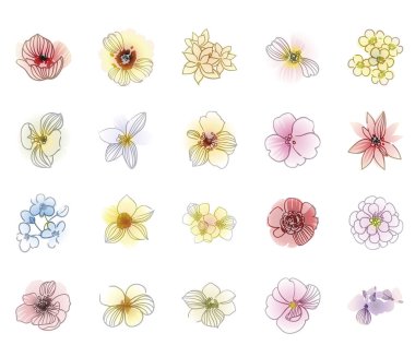 Çiçeklerle soyut, pürüzsüz vektör deseni