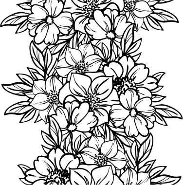 Çiçeklerle soyut, pürüzsüz vektör deseni