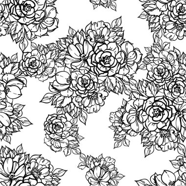 Çiçeklerle soyut, pürüzsüz vektör deseni