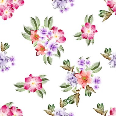 Çiçeklerle soyut, pürüzsüz vektör deseni