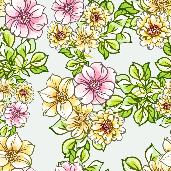 Fondo Patrón Vectorial Sin Costura Abstracto Con Flores — Vector de stock