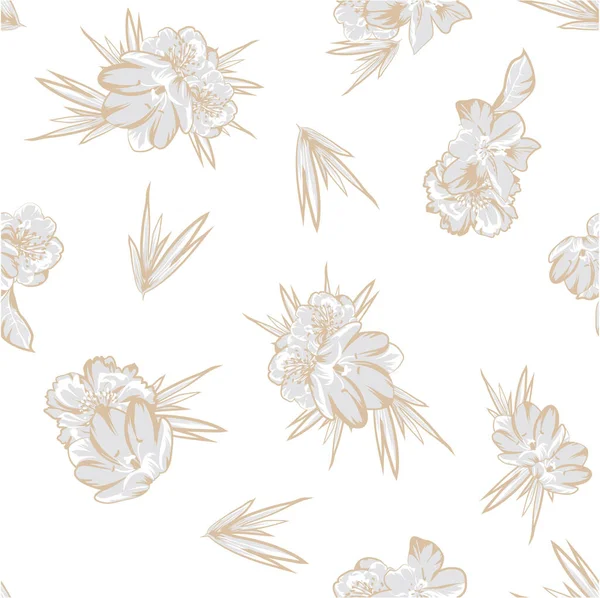 Fond Motif Vectoriel Sans Couture Abstrait Avec Des Fleurs — Image vectorielle