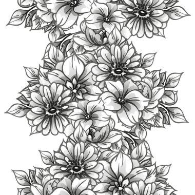 Çiçeklerle soyut, pürüzsüz vektör deseni