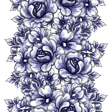 Çiçeklerle soyut, pürüzsüz vektör deseni