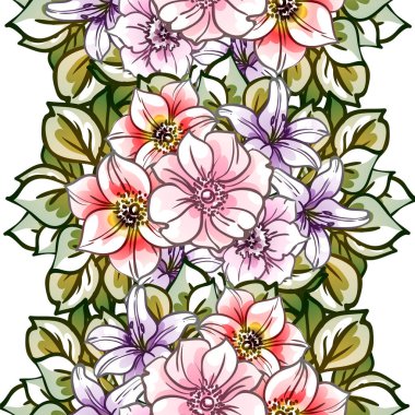 Çiçeklerle soyut, pürüzsüz vektör deseni