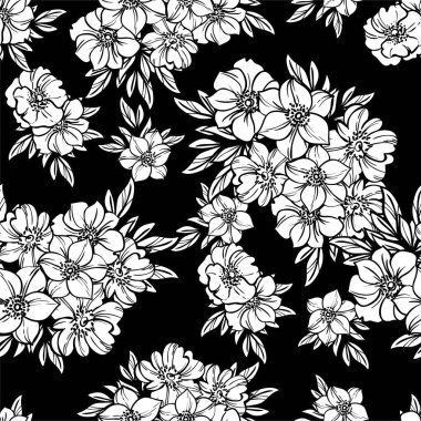 Çiçeklerle soyut, pürüzsüz vektör deseni