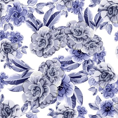 Çiçeklerle soyut, pürüzsüz vektör deseni