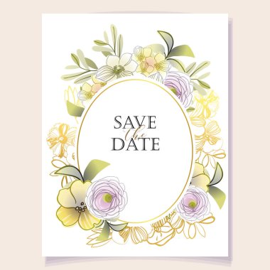 Romantik düğün davetiyesi. Düğün, evlilik, gelin, doğum günü, Sevgililer Günü.