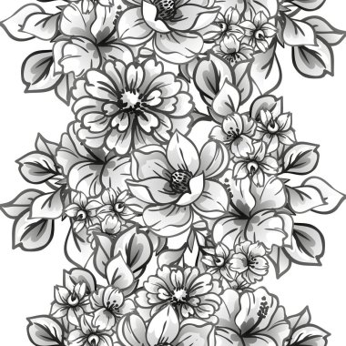 Çiçeklerle soyut, pürüzsüz vektör deseni