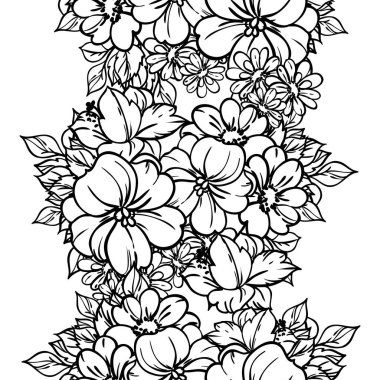 Çiçeklerle soyut, pürüzsüz vektör deseni