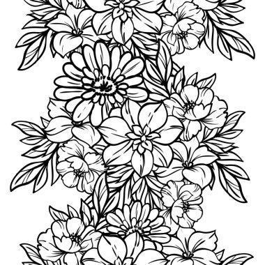 Çiçeklerle soyut, pürüzsüz vektör deseni